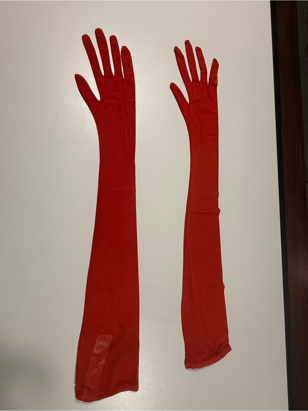PrettyLittleThing mesh Red Long Opera Gloves